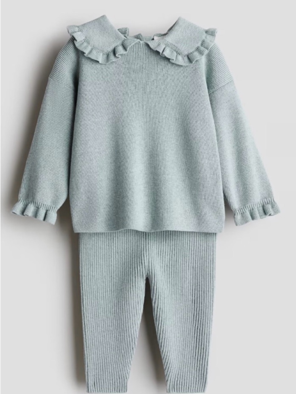 H&M light blue Knit Ruffle Collar set